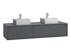 Vente-unique Dubbele Wastafel-Hangende Badkamermeubel In Antracietgrijze Kleur Met Dubbele Wastafel - L150 Cm - Isaure Ii
