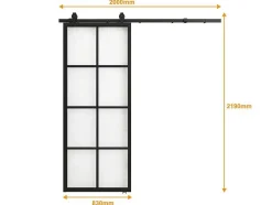 Vente-unique Schuifdeur-Hangende Schuifdeur H205 X L83 Cm Van Aluminium En Transparant Gehard Glas Wilden