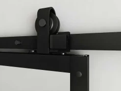 Vente-unique Schuifdeur-Hangende Schuifdeur H205 X L83 Cm Van Aluminium En Transparant Gehard Glas Wilden