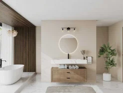 Shower & Design Wastafel-Hangende Solid Surface Wastafel In Wit Marmer Effect Takotna - L.120.2 X B.45.2 X H.8 Cm