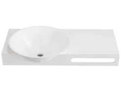 Shower & Design Muurkast Badkamer-Hangende Vaste Wastafel Met Handdoekhouder - Wit - L100 X B54 X H20 Cm - Yumiko