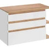 Vente-unique Wastafelmeubel-Hangende Wastafel - Natuur En Wit - 96 Cm - Anida