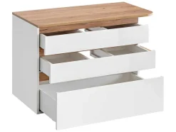 Vente-unique Wastafelmeubel-Hangende Wastafel - Natuur En Wit - 96 Cm - Anida