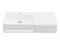 Shower & Design Muurkast Badkamer-Hangende Wastafel Met Handdoekhouder - Wit - L90 X B40 X H17 Cm - Gandaki