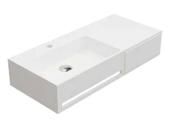 Shower & Design Muurkast Badkamer-Hangende Wastafel Met Handdoekhouder - Wit - L90 X B40 X H17 Cm - Gandaki