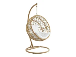 MYLIA Hangstoel-Hangfauteuil Van Gevlochten Hars - Licht Naturel Met Wit Kussen - Anivia Van