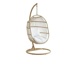 MYLIA Hangstoel-Hangfauteuil Van Gevlochten Hars En Touw - Licht Naturel Met Wit Kussen - Lucera Van