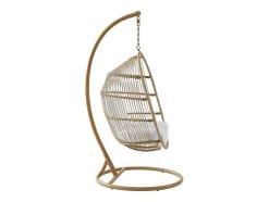 MYLIA Hangstoel-Hangfauteuil Van Gevlochten Hars En Touw - Licht Naturel Met Wit Kussen - Lucera Van