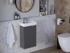 Vente-unique Toiletmeubel-Hangkastje Met Wastafeltje Taho - Grijs