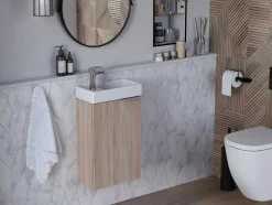 Vente-unique Toiletmeubel-Hangkastje Met Wastafeltje Taho - Eik