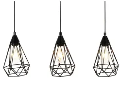 OZAIA Hanglamp-Hanglamp Met 3 Peertjes Scandinavische Stijl Euripide - Metaal - 68 X 16,5 X 132 Cm - Zwart