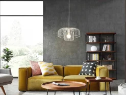OZAIA Hanglamp-Hanglamp Met Draadstructuur Met Design-Stijl Van Metaal - D40 X H130 Cm - Wit - Andromaque