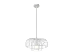 OZAIA Hanglamp-Hanglamp Met Draadstructuur Met Design-Stijl Van Metaal - D40 X H130 Cm - Wit - Andromaque
