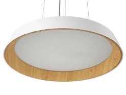 OZAIA Hanglamp-Hanglamp Met Ledverlichting Van Metaal En Aluminium - D45 Cm - Wit En Naturel - Derry
