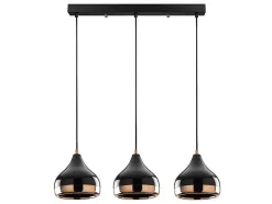 OZAIA Hanglamp-Hanglamp Met Verstelbare Hoogte Yildo - 3 Kappen - L67 X H25/111 Cm - Zwart En Koperkleurig