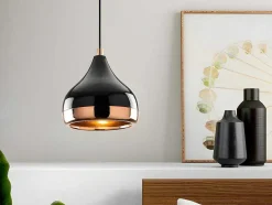 OZAIA Hanglamp-Hanglamp Met Verstelbare Hoogte Yildo - D17 X H25/112 Cm - Zwart En Koperkleurig