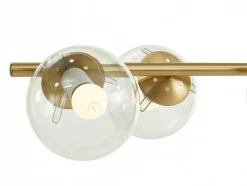 OZAIA Aanbiedingen: Woonaccessoires-Hanglamp Van Geborsteld Messing En 6 Glazen Bollen - B128 Cm - Yukon