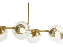 OZAIA Aanbiedingen: Woonaccessoires-Hanglamp Van Geborsteld Messing En 6 Glazen Bollen - B128 Cm - Yukon