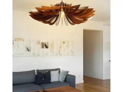 OZAIA Hanglamp-Hanglamp Van Mdf - D. 68 Cm X H. 50 Cm - Walnootkleur - Farita