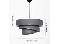 OZAIA Hanglamp-Hanglamp Van Stof En Metaal Met Aanpasbare Hoogte - D40 X H30-70 Cm - Antraciet En Zilverkleurig - Tairon