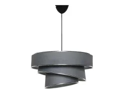 OZAIA Hanglamp-Hanglamp Van Stof En Metaal Met Aanpasbare Hoogte - D40 X H30-70 Cm - Antraciet En Zilverkleurig - Tairon