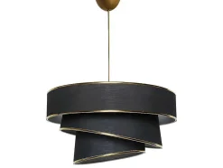 OZAIA Hanglamp-Hanglamp Van Stof En Metaal - D. 40 X H. 30 - 70 Cm - Zwart En Goudkleurig - Tairon