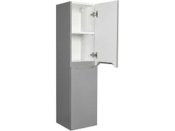 Vente-unique Badkamermeubel Met Enkele Wastafel-Hangmeubel Enkele Wastafel Met Kolom - Grijs - 80 Cm - Stefanie