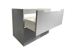 Vente-unique Badkamermeubel Met Enkele Wastafel-Hangmeubel Enkele Wastafel Met Kolom - Grijs - 80 Cm - Stefanie