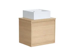 Vente-unique Badkamermeubel Met Enkele Wastafel-Hangmeubel Voor Badkamer Met Wastafel Om Erop Te Plaatsen - Eikenfineer - 60 Cm - Mesliva