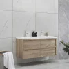 Vente-unique Dubbele Wastafel-Hangmeubel Voor Badkamer Met Inbouwwastafel - Licht Naturel - 120 Cm - Quadra