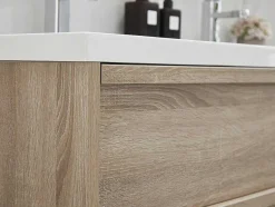 Vente-unique Dubbele Wastafel-Hangmeubel Voor Badkamer Met Inbouwwastafel - Licht Naturel - 120 Cm - Quadra