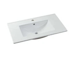Vente-unique Badkamermeubel Met Enkele Wastafel-Hangmeubel Voor Badkamer Met Strepen Met Inbouwwastafel - Zwart - 80 Cm - Zevara