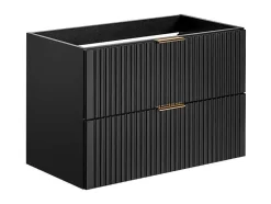 Vente-unique Badkamermeubel Met Enkele Wastafel-Hangmeubel Voor Badkamer Met Strepen Met Inbouwwastafel - Zwart - 80 Cm - Zevara