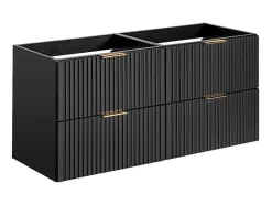 Vente-unique Dubbele Wastafel-Hangmeubel Voor Badkamer Met Strepen Met Inbouwwastafel - Zwart - 120 Cm - Zevara