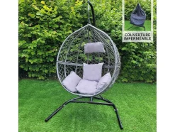 Monstershop Hangstoel-Hangstoel Egg Chair - Grijs - Max: 150 Kg