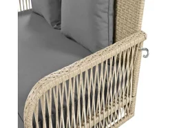 ModernLuxe Hangstoel-Hangstoel In Geweven Hars - Tuinschommel - 2 Plaatsen - Met Kussens - Beige & Grijs