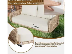 Vente-unique Hangstoel-Hangstoel Van 240 Cm In Pe Rotan - 2 Plaatsen - Inclusief Kussens - Beige