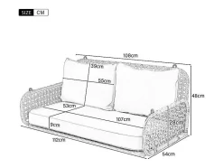 Vente-unique Hangstoel-Hangstoel Van 240 Cm In Pe Rotan - 2 Plaatsen - Inclusief Kussens - Grijs
