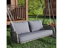 Vente-unique Hangstoel-Hangstoel Van 240 Cm In Pe Rotan - 2 Plaatsen - Inclusief Kussens - Grijs