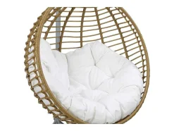 MYLIA Hangstoel-Hangstoel Van Gevlochten Hars - Beige Met Wit Kussen - Bontoc