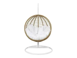 MYLIA Hangstoel-Hangstoel Van Gevlochten Hars - Beige Met Wit Kussen - Bontoc