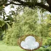 MYLIA Hangstoel-Hangstoel Van Gevlochten Hars - Rotaneffect Met Witte Kussen - Elioa