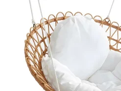 MYLIA Hangstoel-Hangstoel Van Gevlochten Hars - Rotaneffect Met Witte Kussen - Elioa
