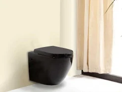 Vente-unique Hangend Toilet-Hangtoilet Kenji - Zwart