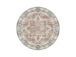 House Nordic Tapijt Rond-Havana Vloerkleed O200 Cm Blauw,Oranje.