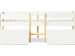 ModernLuxe Kinderbed-Hochbett Aus Massivem Kiefernholz Mit Schubladen 90 X 200 Cm Weis