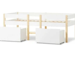 ModernLuxe Kinderbed-Hochbett Aus Massivem Kiefernholz Mit Schubladen 90 X 200 Cm Weis