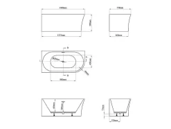 Shower & Design Hoekbad-Hoekbad - 201 L - 150 X 75 X 59 Cm - Wit - Acryl - Hoek Links - Ponticola
