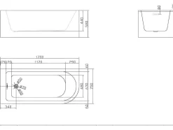 Shower & Design Hoekbad-Hoekbad - 240L - 170 X 75 X 58 Cm - Linkse Hoek - Anika