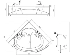 Shower & Design Hoekbad-Hoekbad Met Kraan Navona - 263 L - 135 X 135 X H54 Cm